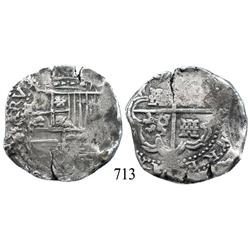 Potosí, Bolivia, cob 8 reales, Philip IV, assayer unclear (1640s), with possible unofficial shield c