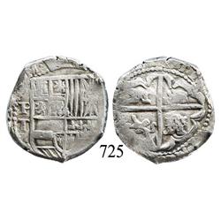Potosí, Bolivia, cob 4 reales, Philip IV, P-T (early to mid-1620s).