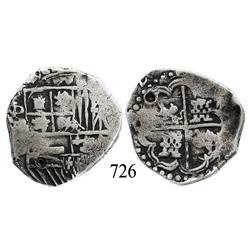 Potosí, Bolivia, cob 4 reales, Philip IV, (16)2(?), assayer not visible, quadrants of cross transpos