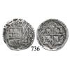 Image 1 : Potosí, Bolivia, cob 2 reales, Philip II, P-B (5th period), borders of boxes.