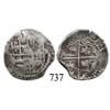 Image 1 : Potosí, Bolivia, cob 2 reales, Philip II or III, P-B (5th period) or R (curved leg).