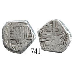 Potosí, Bolivia, cob 2 reales, Philip IV, P-T (mid- to late 1620s).