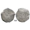 Image 1 : Potosí, Bolivia, cob 8 reales, 1697VR, possible 7/6 overdate (unique).