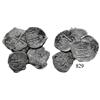 Image 1 : Lot of 6 Potosí, Bolivia, cob 1 reales of Charles II: 1671E, 1682V, 168(?)VR, 16(?)6VR, 1689VR and 1