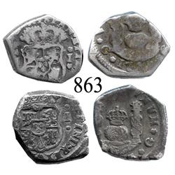 Lot of 2 Guatemala City, Guatemala, cob 1 reales: 1736J and date not visible.