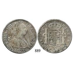 Potosí, Bolivia, bust 8 reales, Charles IV, 1797PP.