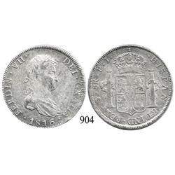 Potosí, Bolivia, bust 8 reales, Ferdinand VII, 1816PJ.