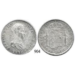 Potosí, Bolivia, bust 8 reales, Ferdinand VII, 1816PJ.