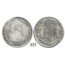 Potosí, Bolivia, bust 4 reales, Charles III, 1786PR.