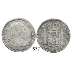 Potosí, Bolivia, bust 4 reales, Charles IV, 1795PR.