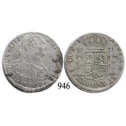 Potosí, Bolivia, bust 4 reales, Charles IV, 1807PJ.