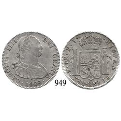 Potosí, Bolivia, bust 4 reales, Charles IV, 1808PJ.