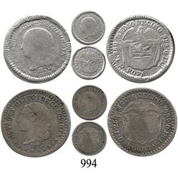 Lot of two ½ décimos, Popayán 1870 and Bogotá 1871.