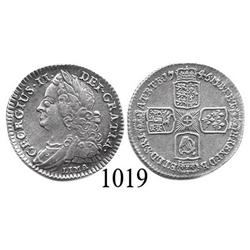 London, England, sixpence, George II, 1746, with LIMA below bust.