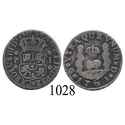 Guatemala City, Guatemala, pillar 1 real, Charles III, 1763P.