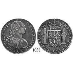 Guatemala City, Guatemala, bust 8 reales, Charles IV, 1806/5M.