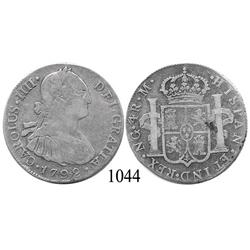 Guatemala City, Guatemala, bust 4 reales, Charles IV, 1792M.