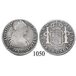 Guatemala City, Guatemala, bust 2 reales, Charles IV, 1791M.