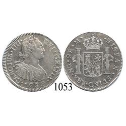 Guatemala City, Guatemala, bust 2 reales, Charles IV, 1799M.