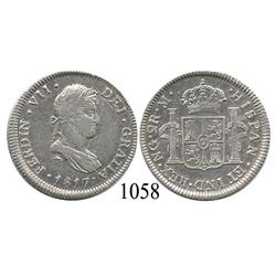 Guatemala City, Guatemala, bust 2 reales, Ferdinand VII, 1817M.