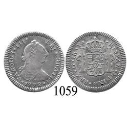 Guatemala City, Guatemala, bust 1 real, Charles III, 1772P.