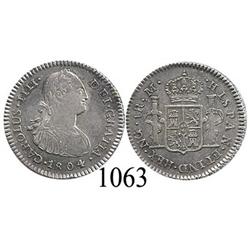 Guatemala City, Guatemala, bust 1 real, Charles IV, 1804M.