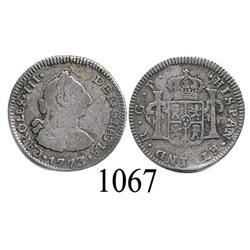 Guatemala City, Guatemala, bust ½ real, Charles III, 1773P.