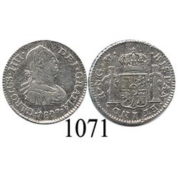 Guatemala City, Guatemala, bust ½ real, Charles IV, 1807M.