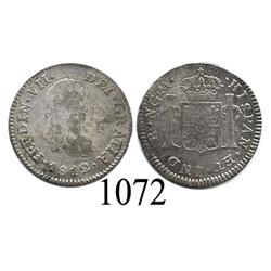 Guatemala City, Guatemala, bust ½ real, Ferdinand VII, 1812M, scarce.