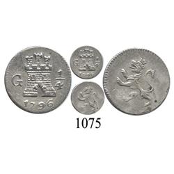 Guatemala City, Guatemala, ¼ real, Charles IV, 1796.