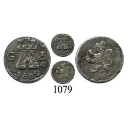 Guatemala City, Guatemala, ¼ real, Charles IV, 1802.
