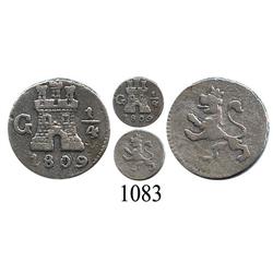 Guatemala City, Guatemala, ¼ real, Ferdinand VII, 1809.