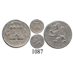 Guatemala City, Guatemala, ¼ real, Ferdinand VII, 1819.