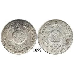 Guatemala City, Guatemala, peso, 1894 counterstamp on Santiago, Chile, peso of 1872.