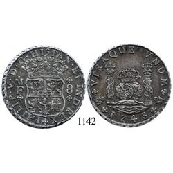 Mexico City, Mexico, pillar 8 reales, Philip V, 1743MF.