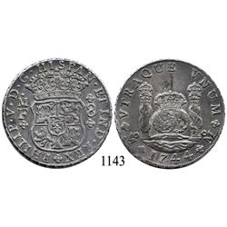 Mexico City, Mexico, pillar 8 reales, Philip V, 1744MF.