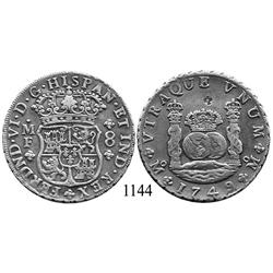 Mexico City, Mexico, pillar 8 reales, Ferdinand VI, 1749MF.