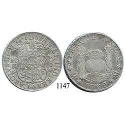 Mexico City, Mexico, pillar 8 reales, Charles III, 1769MF.