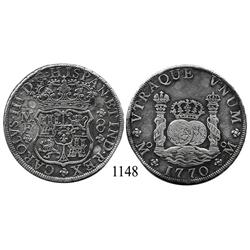 Mexico City, Mexico, pillar 8 reales, Charles III, 1770MF.