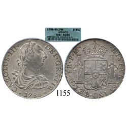 Mexico City, Mexico, bust 8 reales, Charles III, 1788FM, encapsulated ICG-AU55.