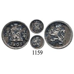 Mexico City, Mexico, ¼ real, Charles IV, 1803.