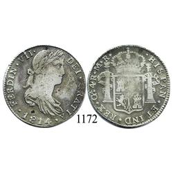 Guadalajara, Mexico (War for Independence), bust 4 reales, Ferdinand VII, 1814MR, large bust.