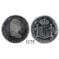 Guanajuato, Mexico (War for Independence), bust 2 reales, Ferdinand VII, 1822J/JM, scarce.