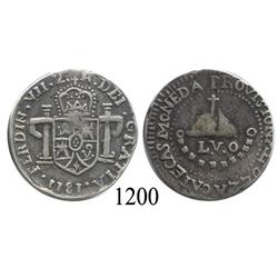 Zacatecas, Mexico (War for Independence), bust 2 reales, Ferdinand VII, 1811, LVO provisional coinag