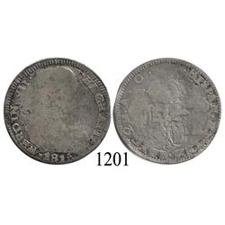 Zacatecas, Mexico (War for Independence), bust 2 reales, Ferdinand VII (early armored bust), 1816AG.