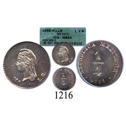 Mexico City, Mexico, ¼ real, 1859LR, encapsulated ICG MS-64.