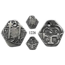 Nicaragua, "imitation" cob 1 real, 1824, with El Salvador(?) countermark on cross, extremely rare.