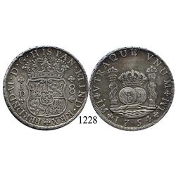 Lima, Peru, pillar 8 reales, Ferdinand VI, 1754JD.