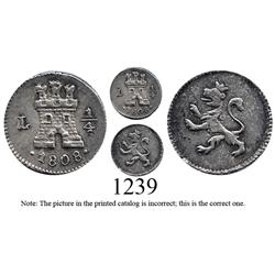 Lima, Peru, ¼ real, Charles IV, 1808.