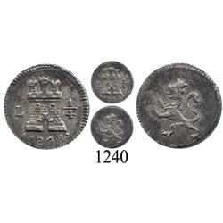 Lima, Peru, ¼ real, Charles IV, 1808.